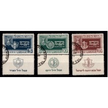 1949 - Israel - Michel 19-21 - Frimærker med tab - Israels Nationale våbenstyrker - Komplet sæt - Stemplet. 